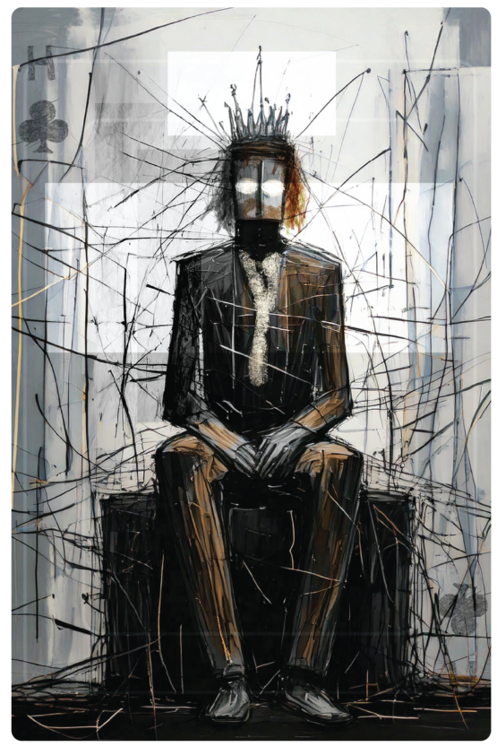 Metaalprint 30x45 cm Klaveren Heer
